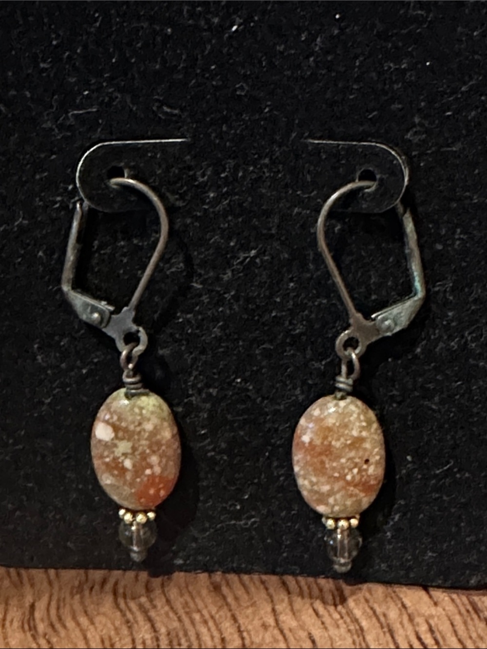 Handmade pink/rust Stone Drop Earrings - Earthy Oval Beads